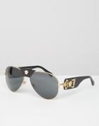 Versace Aviator Sunglasses With Removable Leather Medusa - Black