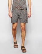 Asos Knitted Shorts With Geo-tribal Design - Gray