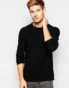 Selected Homme Textured Knitted Crew Neck Sweater - Black