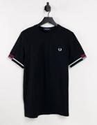 Fred Perry Abstract Pique Tipped T-shirt In Black