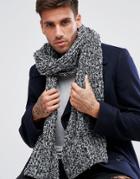 Asos Knitted Scarf In Black And Gray Boucle - Black