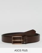 Asos Plus Smart Slim Leather Belt In Brown - Brown