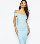 Vesper Bardot Midi Pencil Dress - Blue