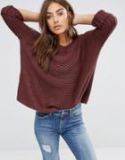 Noisy May Vera Wide Neck Knit Sweater - Brown