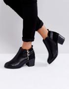 Office Academy Buckle Ankle Boots - Black