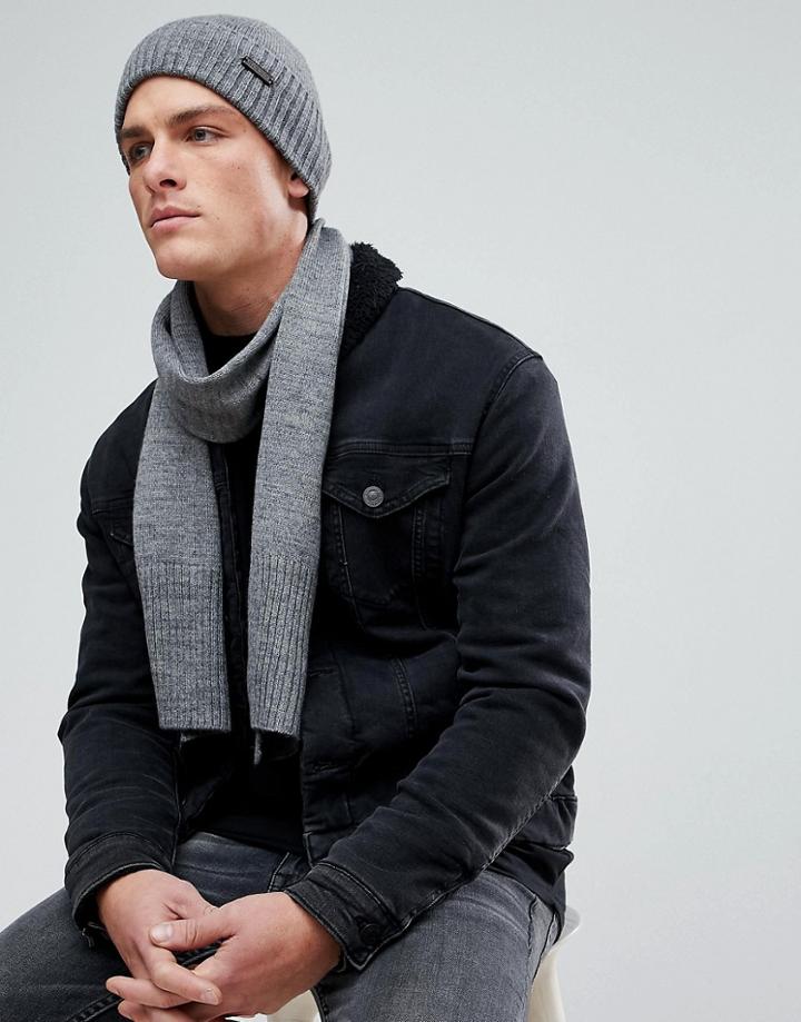 Ben Sherman Hat And Scarf Set - Gray