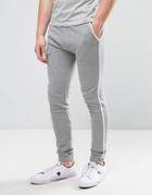 Asos Super Skinny Joggers With White Piping - Gray