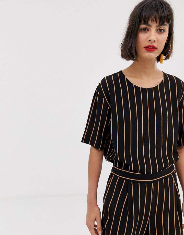 Selected Stripe Blouse - Black