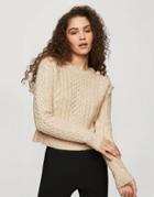 Miss Selfridge Sweater With Jewel Detail In Oatmeal-white
