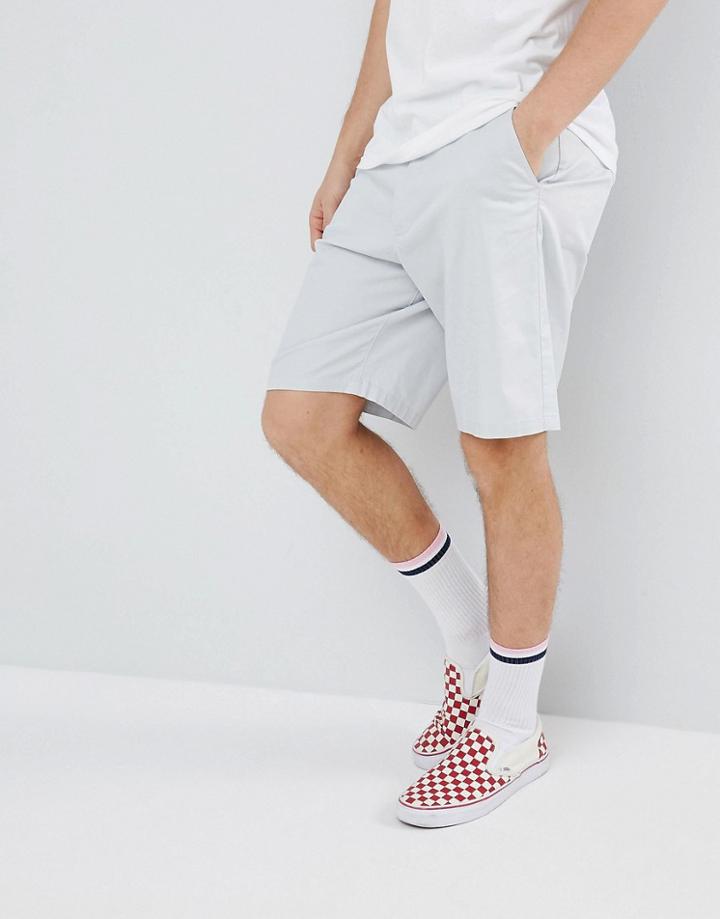Asos Design Skater Chino Shorts In Ice Gray - Gray