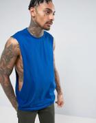 Asos Tank With Extreme Dropped Armhole In Blue - Blue