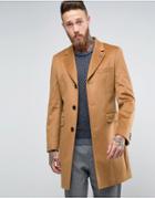 Ted Baker Cashmere Mix Overcoat In Camel - Beige
