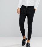 Noak Skinny Suit Pants In Grid Check - Black
