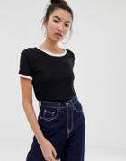 New Look Tee With Contrast In Black - White
