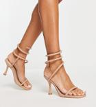 Topshop Wide Fit Relay Ankle Wrap Sandal In Natural-neutral