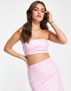 Miss Selfridge Vinyl Bandeau Top In Pale Pink