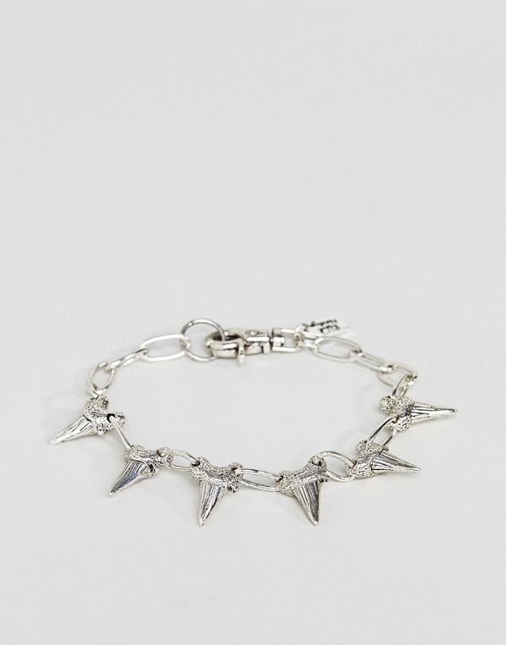 Rebel Heritage Chain Bracelet In Tooth Charms In Antique Silver - Silver