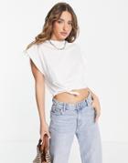 Asos Design Boxy T-shirt With Tie Front In White