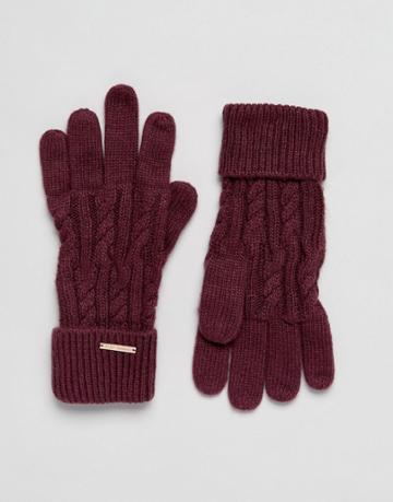 Alice Hannah Cable Knit Gloves - Red