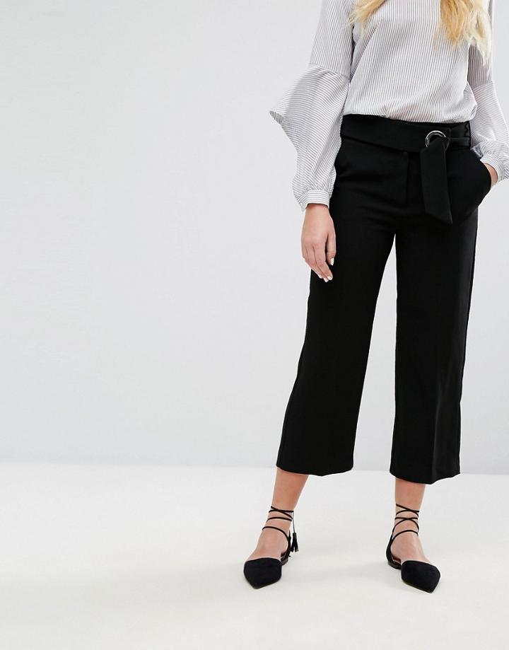 Mango Tailored Cropped Hoop Pants - Black