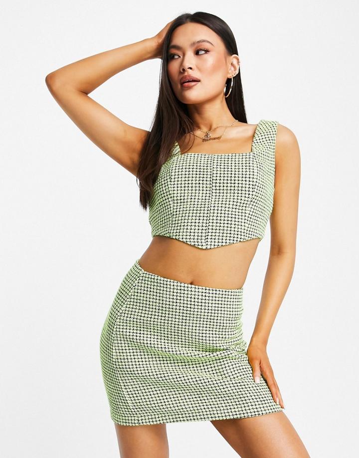 Asos Design Boucle Suit Micro Mini Skirt In Neon-green