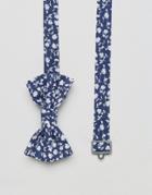 Asos Bow Tie In Navy Flower Design - Navy