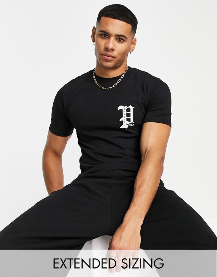 Asos Design T-shirt With Copenhagen City Chest Print In Black