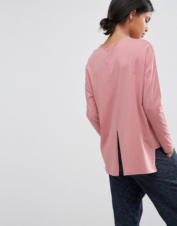 Asos Oversize Long Sleeved Split Back Top - Pink
