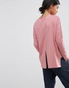 Asos Oversize Long Sleeved Split Back Top - Pink