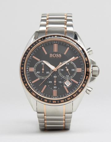Hugo Boss Driver Stainless Steel Chronograph Watch In Mixed Metal - Silver