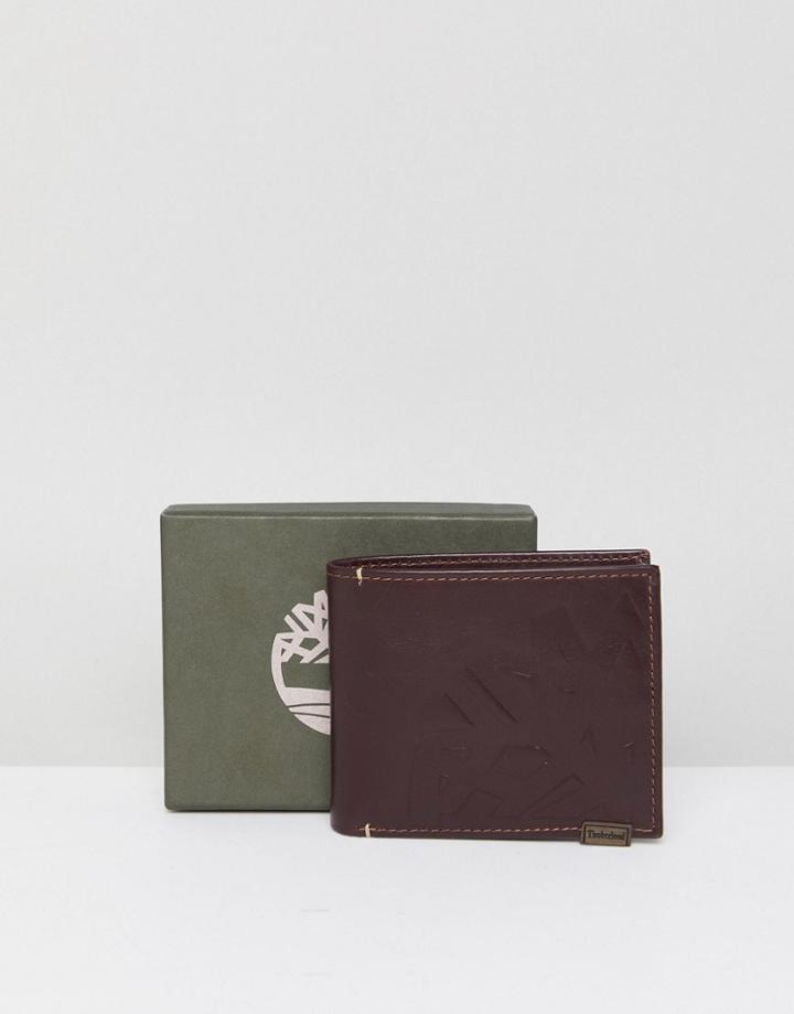 Timberland Trifold Exploded Tree Leather Wallet With Passcase In Mulberry - Brown