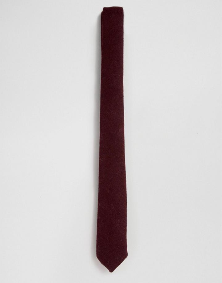 Asos Tie In Textured Burgundy - Burgundy