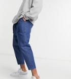 Asos Design Lightweight Drop Crotch Jeans In Mid Blue-blues