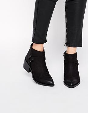 Asos Rapid Leather Stirrup Weave Ankle Boots - Black