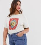 Daisy Street Plus Relaxed T-shirt With Tarot Print-beige