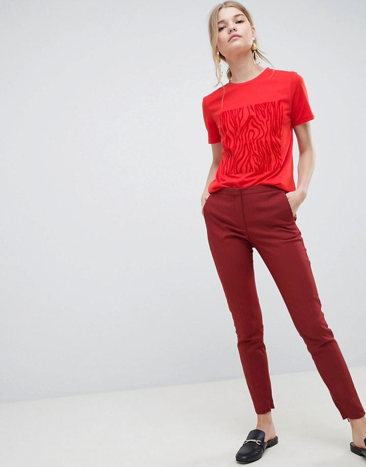 Selected Muse Cropped Tailored Pants - Red