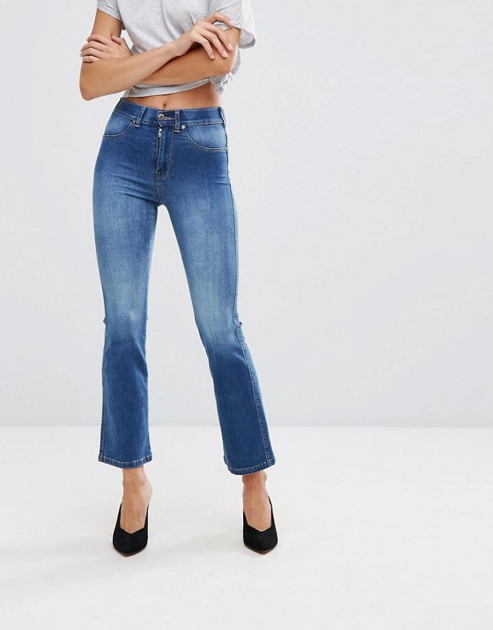 Dr Denim Holly Mid Rise Crop Flare Jean - Blue