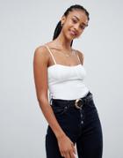 Emory Park Structured Cami Top In Rib-white