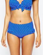 Pour Moi Hot Spots High Waisted Frill Bikini Bottoms - Ultramarine Blue