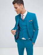 Asos Design Super Skinny Suit Jacket In Teal - Blue