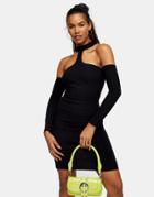 Topshop Cold Shouder Body-conscious Mini Dress In Black