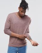 Asos V Neck Sweater In Pink Twist - Brown