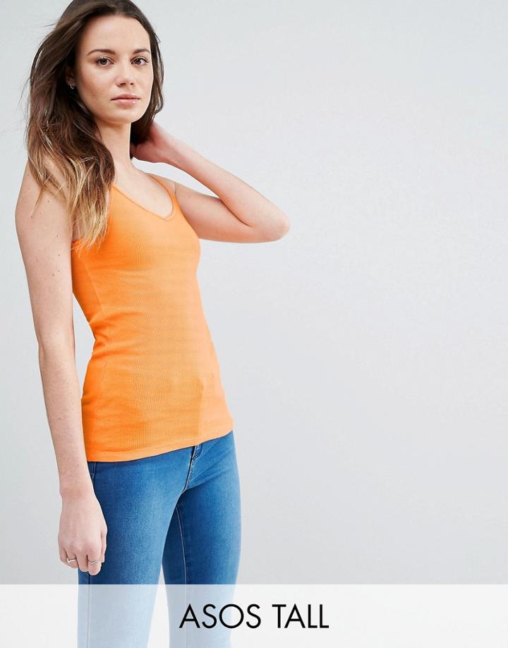 Asos Tall Strappy Rib Cami - Orange