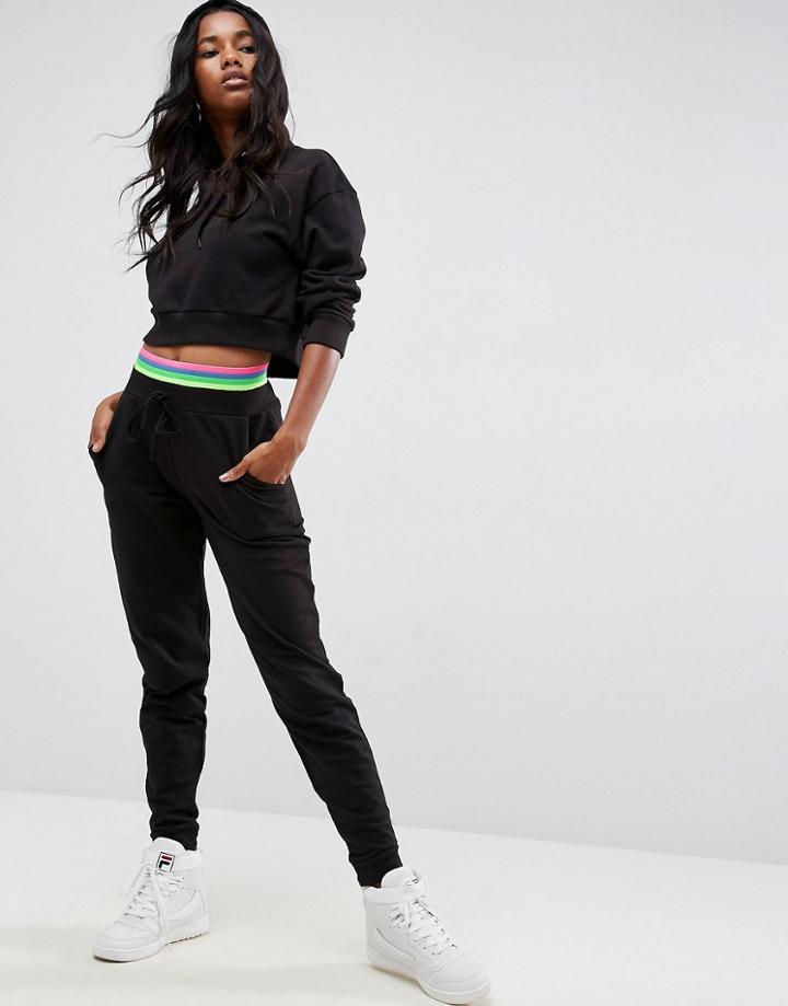 Asos Joggers With Tipped Elastic Waist Band - Black
