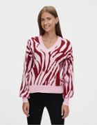 Y.a.s V-neck Sweater In Pink Animal Print