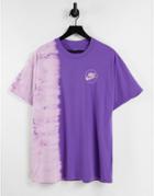 Nike Unity Swoosh Ombre Acid Wash T-shirt In Purple