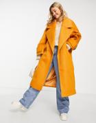 Asos Design Oversized Brushed Chuck On Coat In Ginger-orange