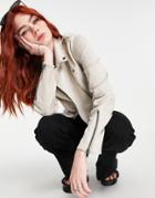 Vila Fux Suede Moto Jacket In Gray-grey