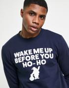 Jack & Jones Originals Christmas Sweatshirt With Wake Me Up Before You Hoho Print In Navy