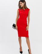 Closet V-neck Long Darts Pencil Dress - Red